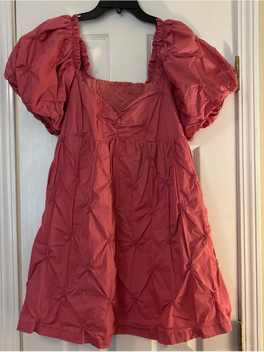 Puff Sleeve Mini Dress in Rose Pink